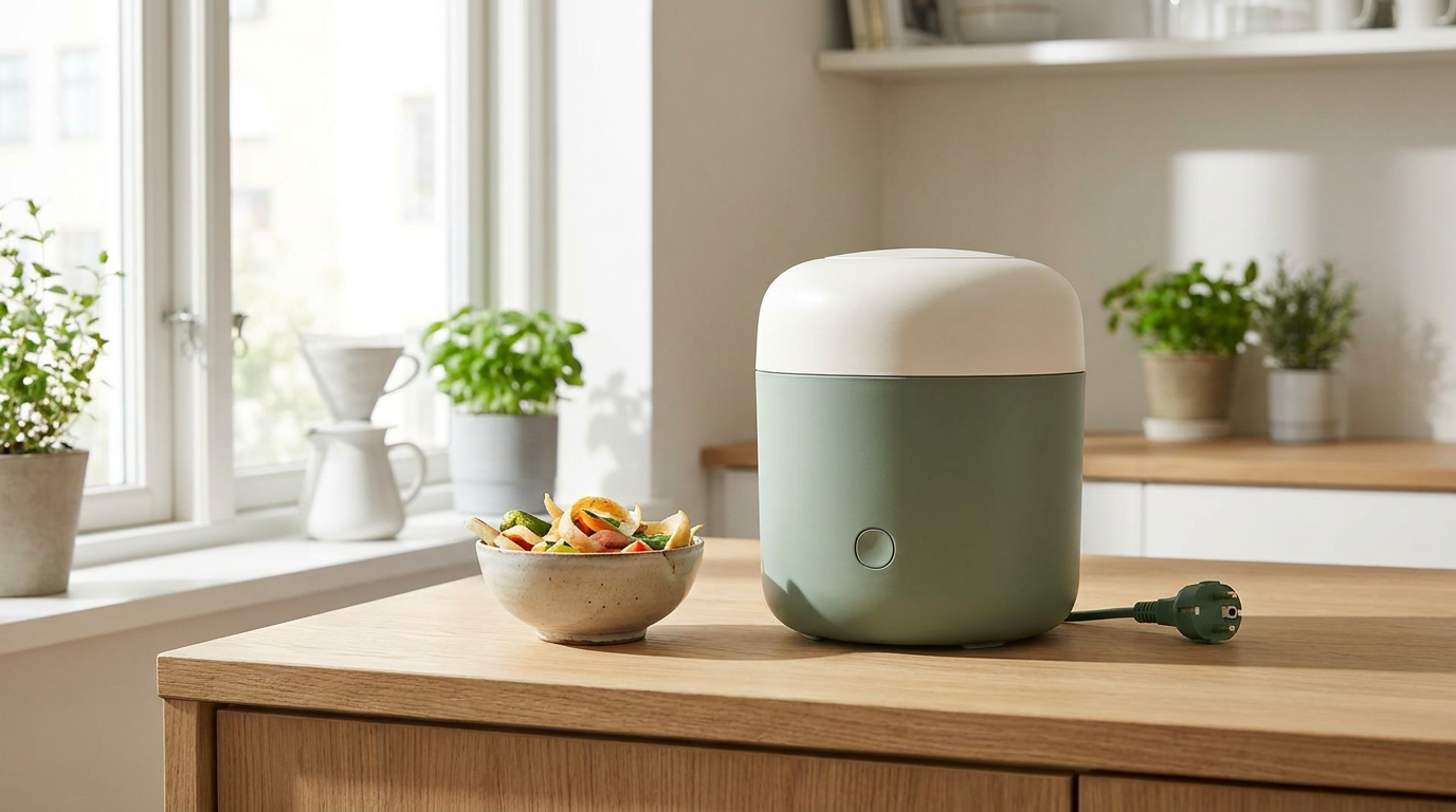 Compostsmart composteermachine op het aanrecht